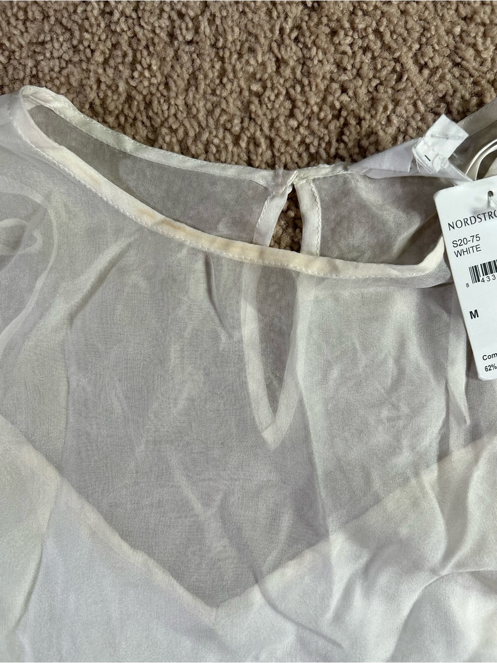 CAMI NYC Penny White Sheer Silk Organza Balloon Sleeve Blouse Size M - Flawed - Picture 8 of 8
